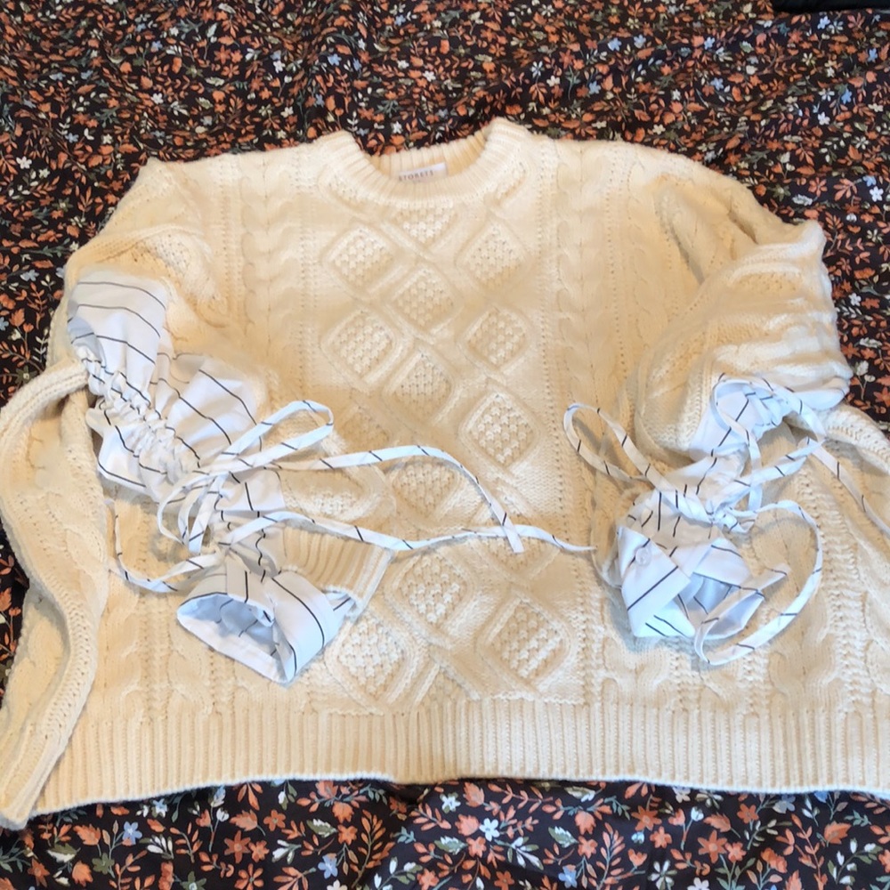 Cable knit oversized sweater/shirt combo by Storets